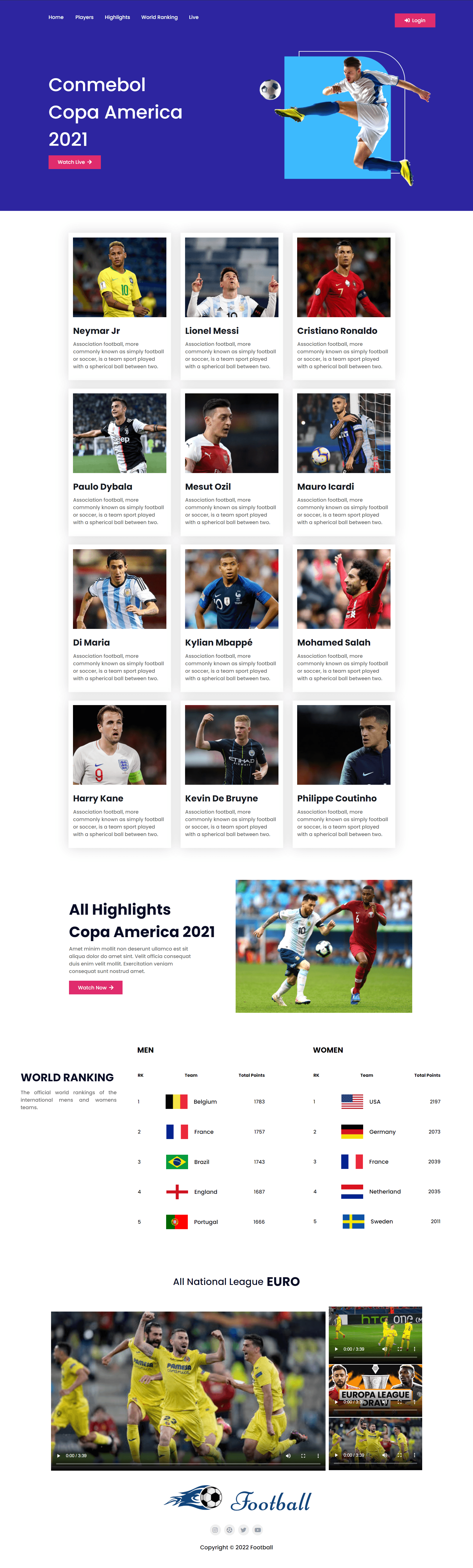 Full-page screenshot of Copa-America