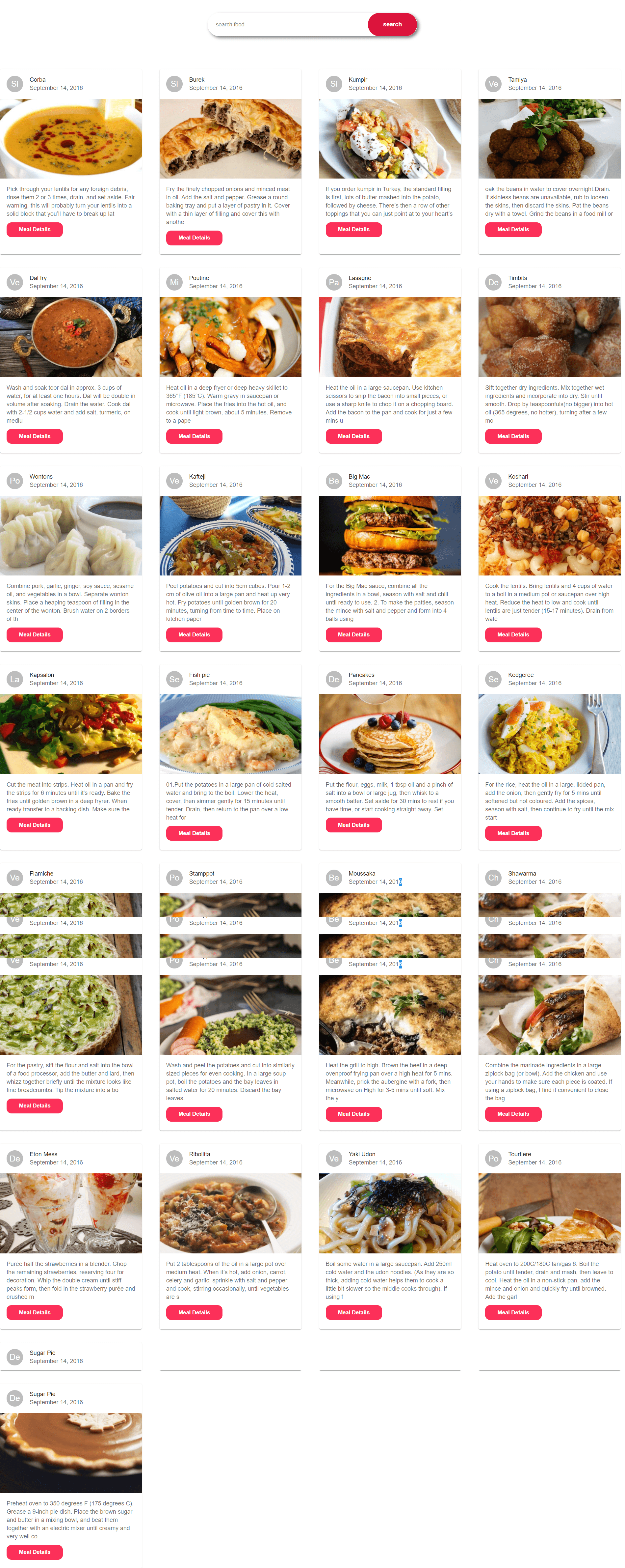Full-page screenshot of Search-Meal